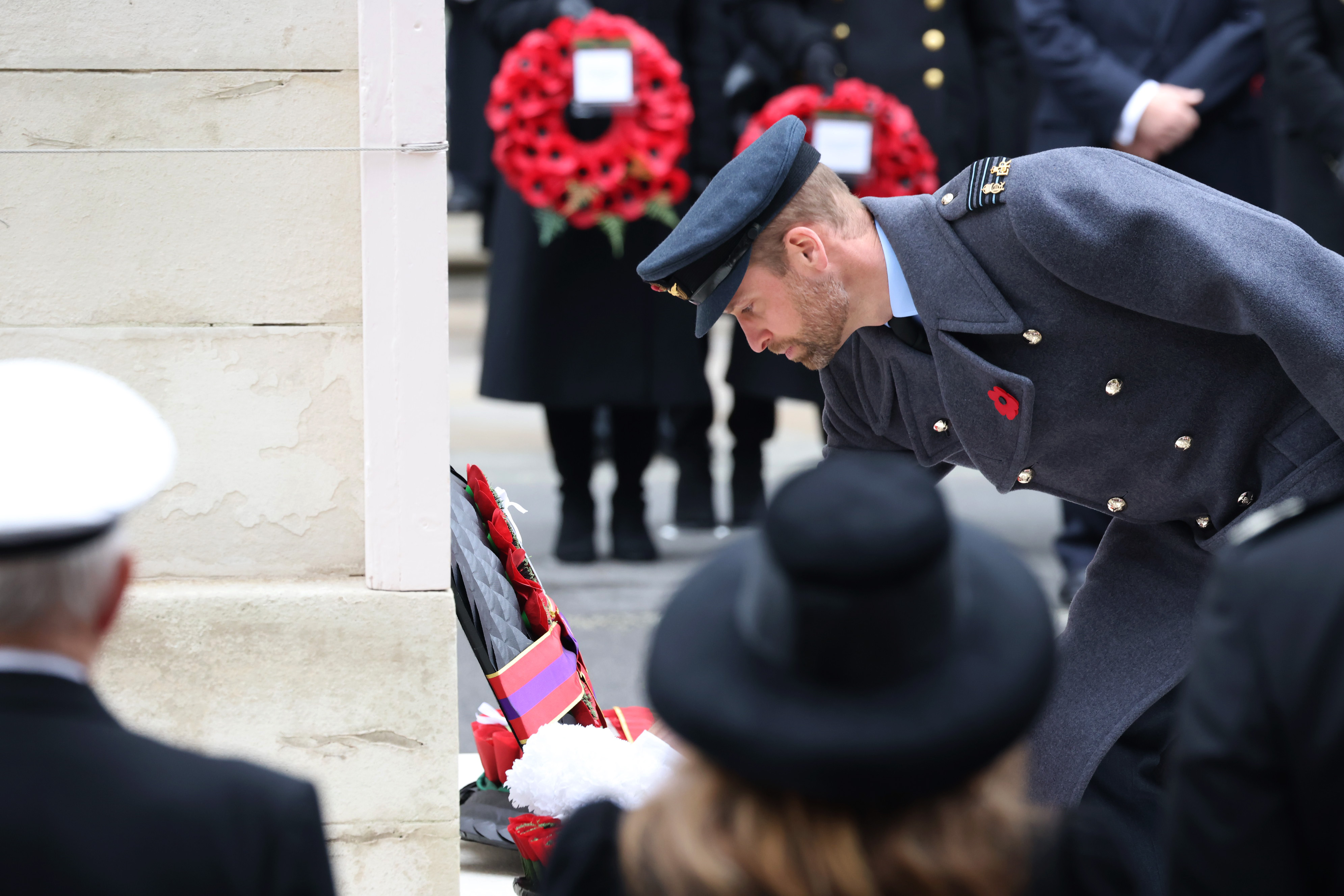 Prince William laying a wreath at the Cenotaph.