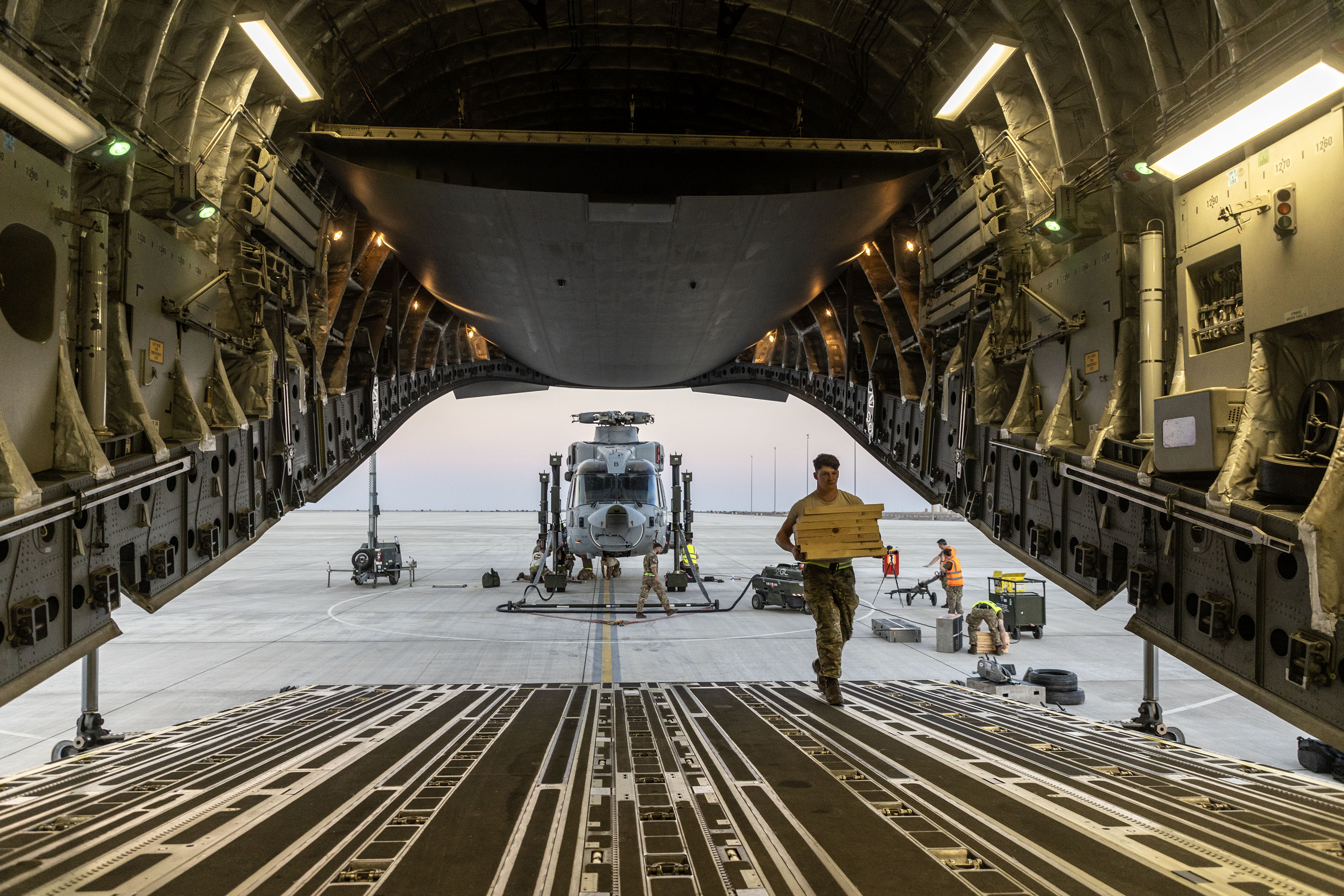 Inside of the back of an aircraft.