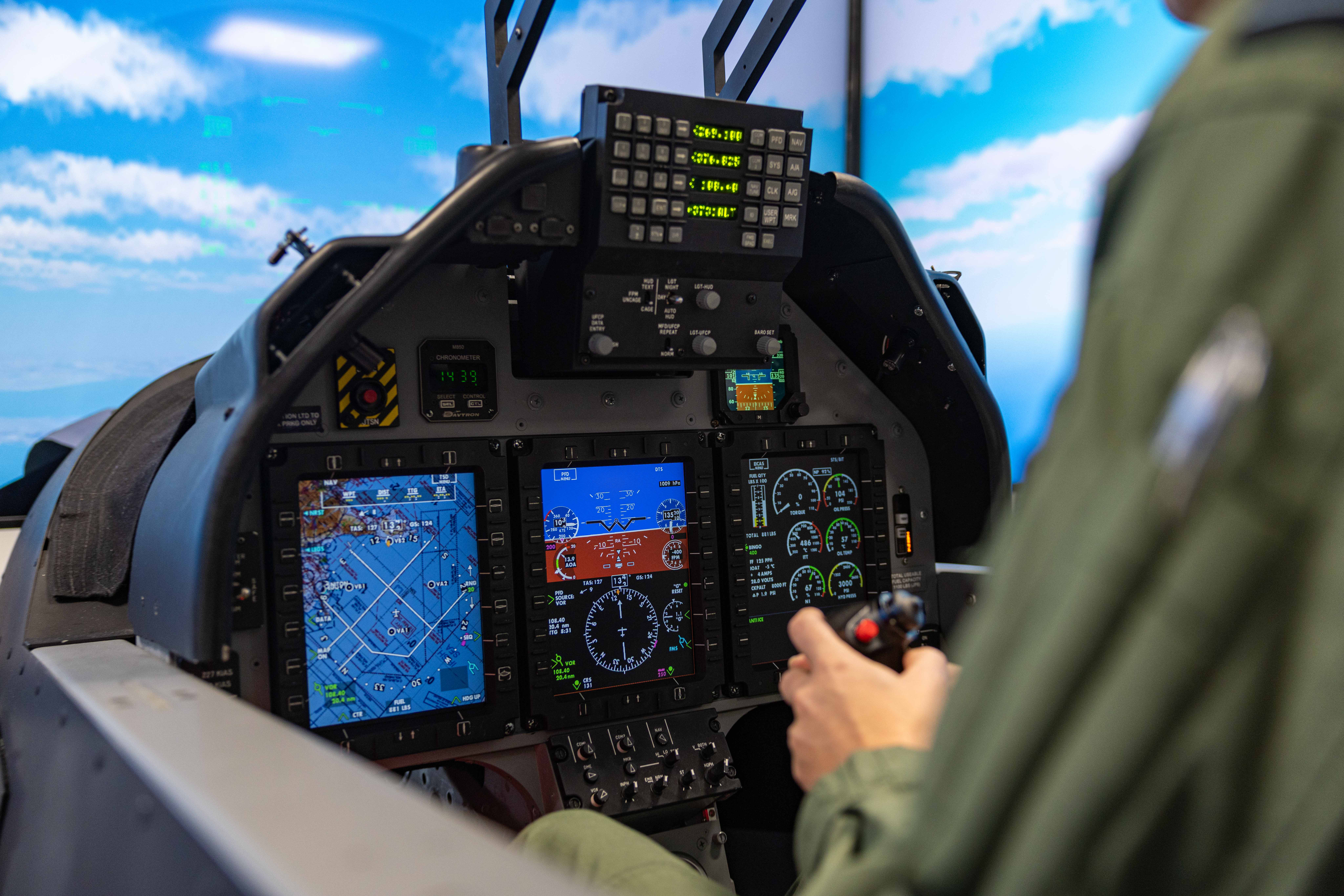 A photo of RAF training-jet simulation equipment in use at RAF Valley.
