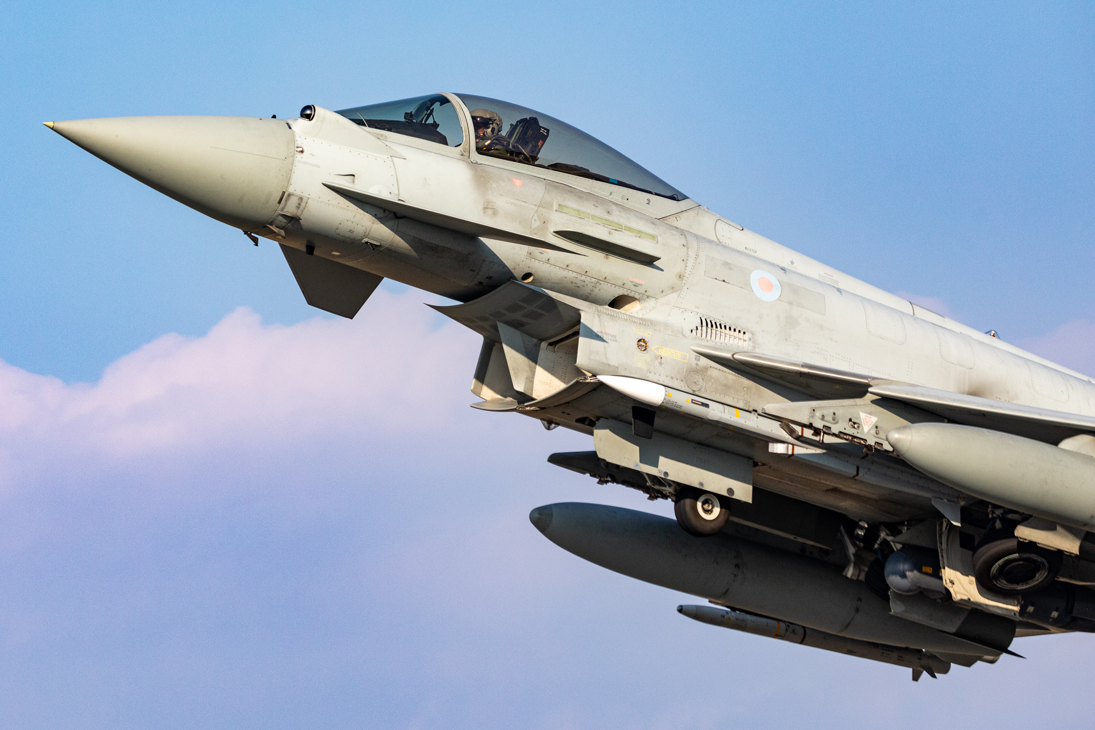 An RAF Typhoon mid-flight.
