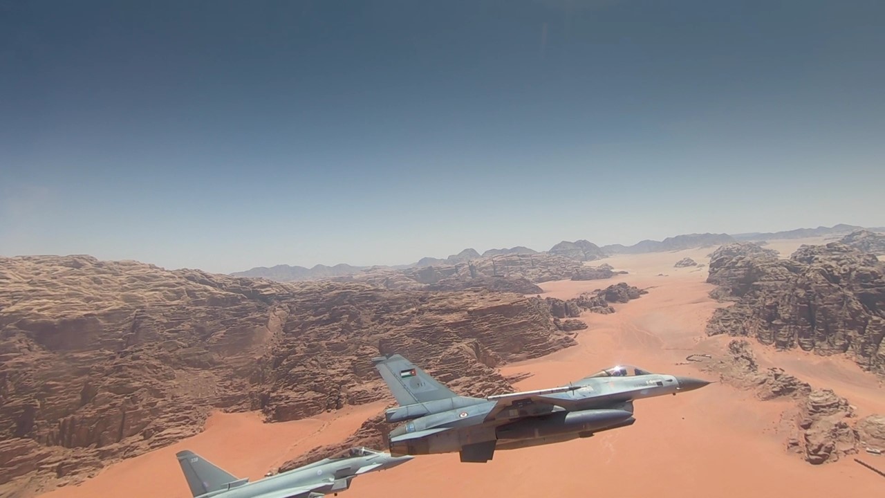 Typhoons flying over Wadi Rum desert